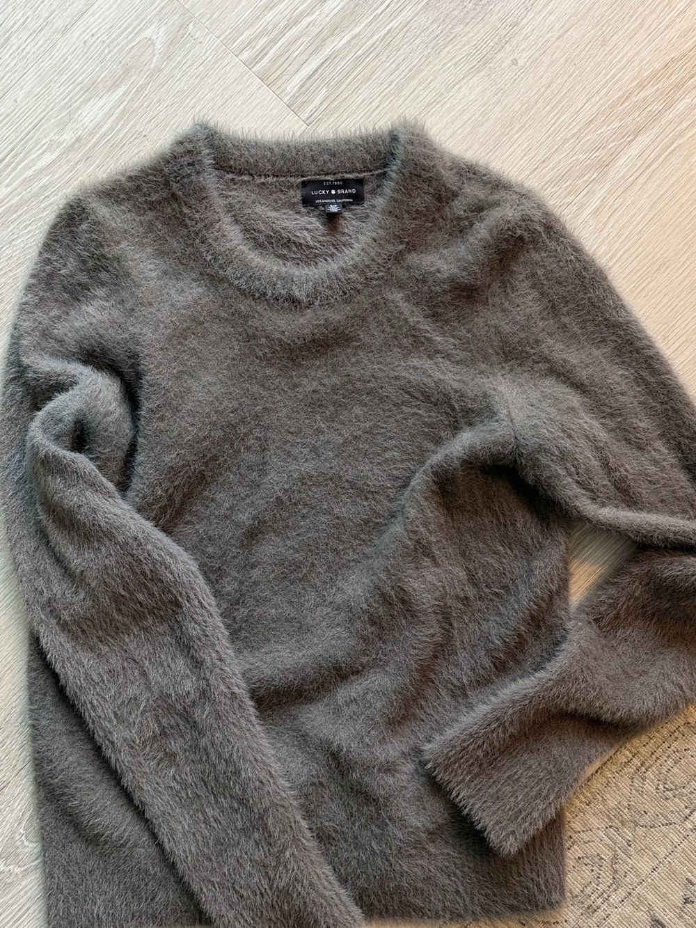 Lucky Brand Fuzzy Crewneck Sweater in Charcoal